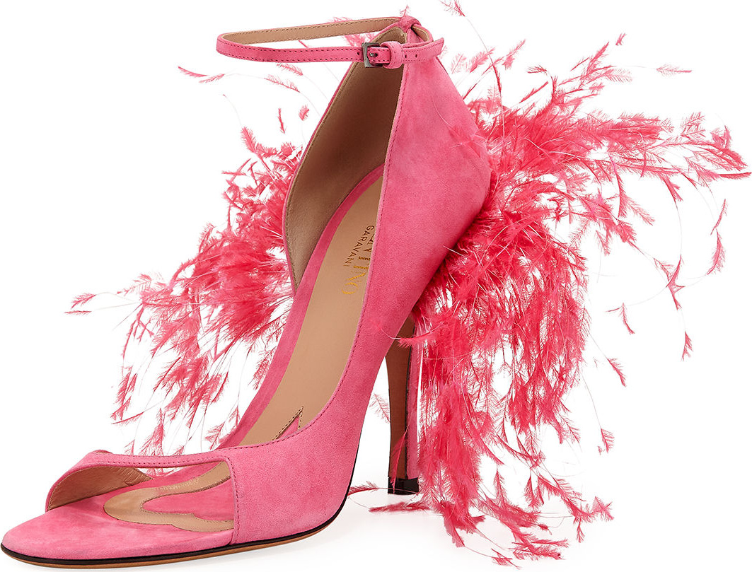 Valentino High-Heel Sandal with Feathers