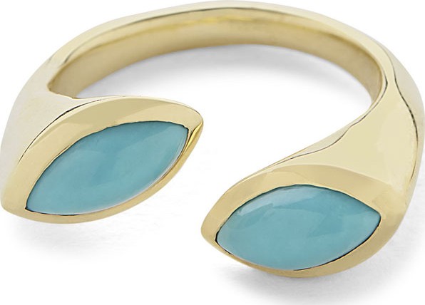 IPPOLITA 18k Gold Prisma Bypass Ring in Turquoise, Size 7