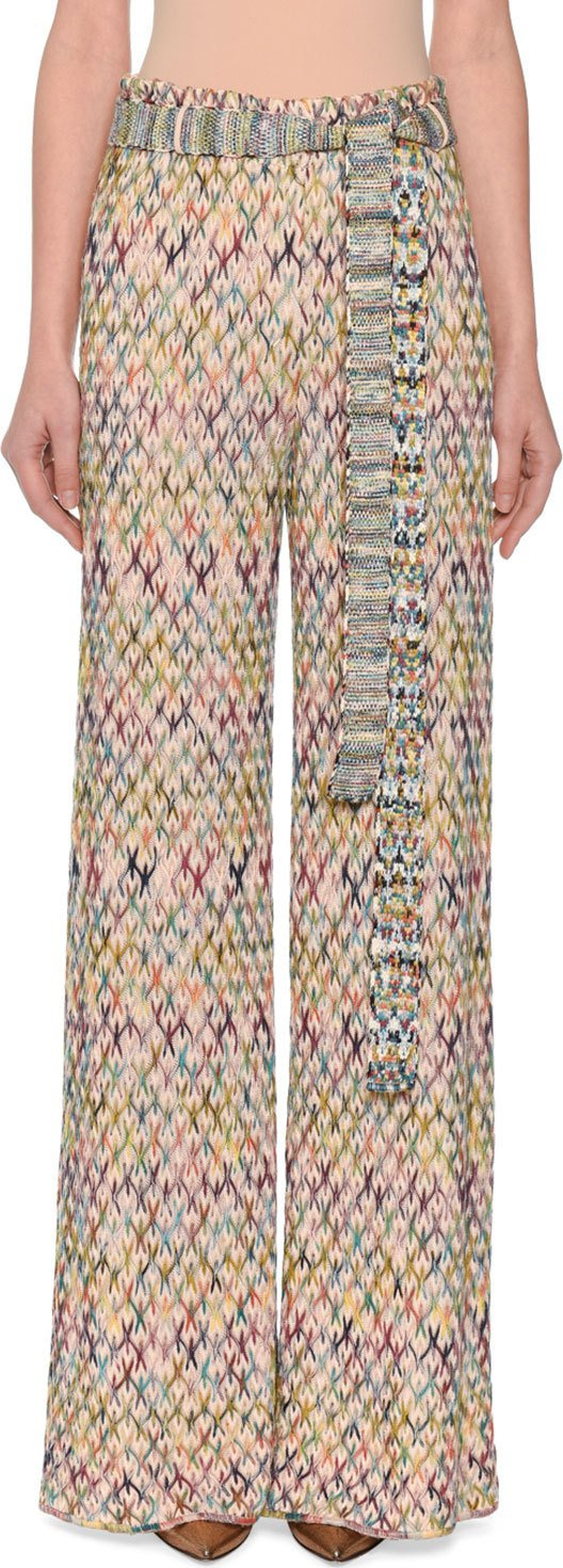 Missoni Belted Wide-Leg Pull-On Pants