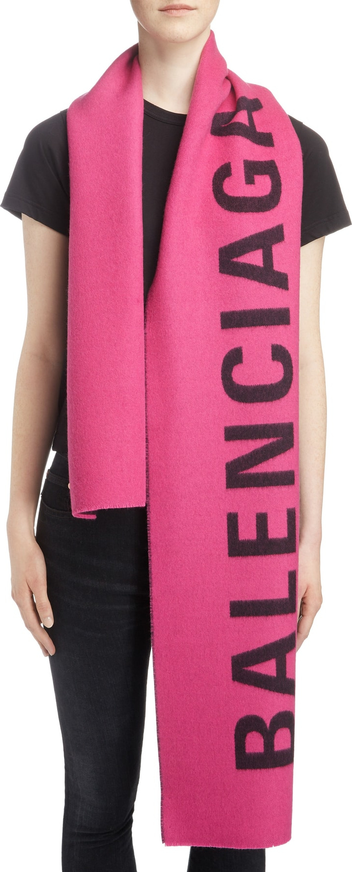 Balenciaga Logo Jacquard Wool Scarf