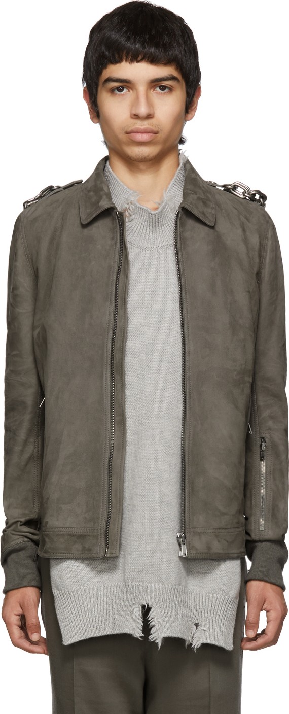 Rick Owens Grey Suede Rotterdam Jacket