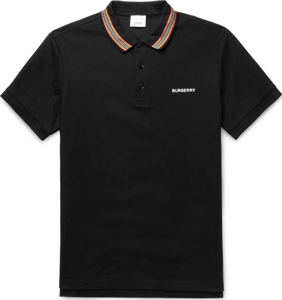 Burberry London England Contrast-Tipped Cotton-Piqué Polo Shirt