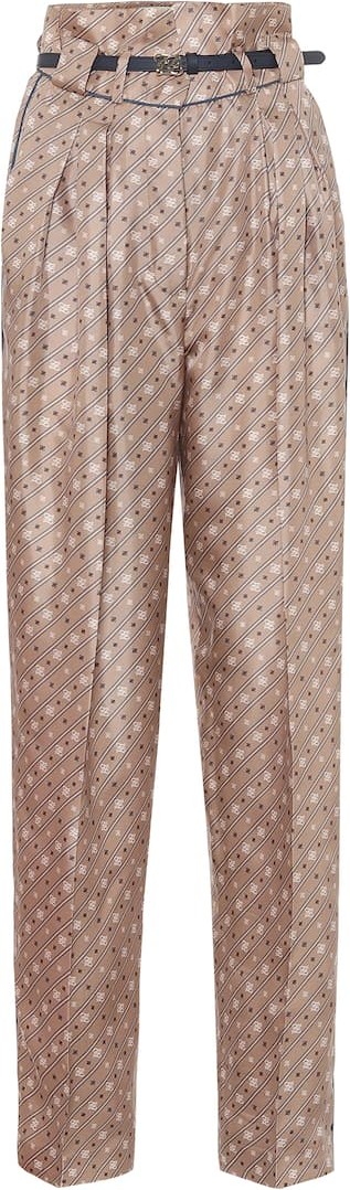 Fendi Karligraphy silk-twill carrot pants