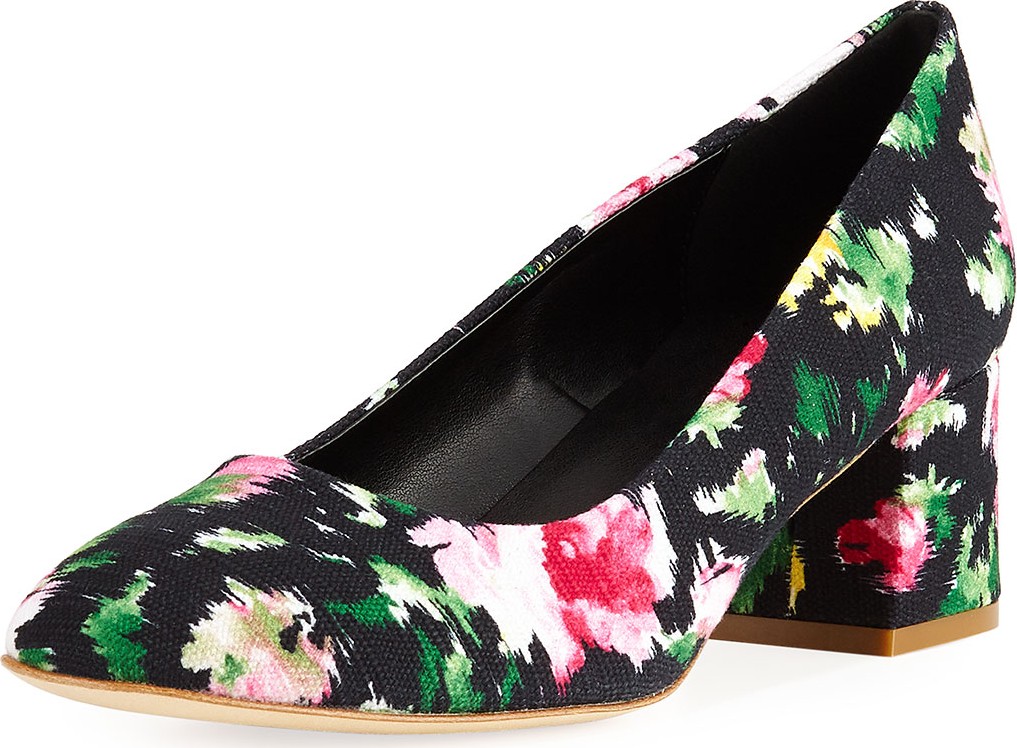 Sesto Meucci Myna Floral Fabric Block-Heel Pumps