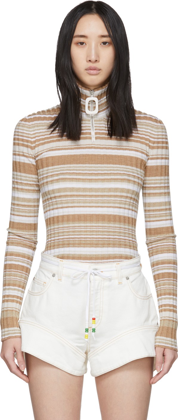 J.W.Anderson Beige & White Rib Neckband Turtleneck