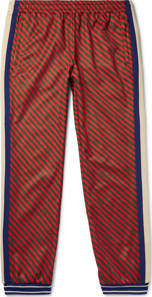 Gucci Tapered Webbing-Trimmed Printed Tech-Jersey Track Pants