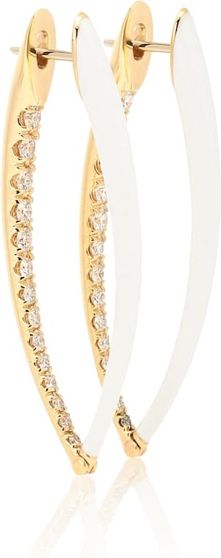Melissa Kaye Cristina Large 18kt gold hoop earrings with diamonds