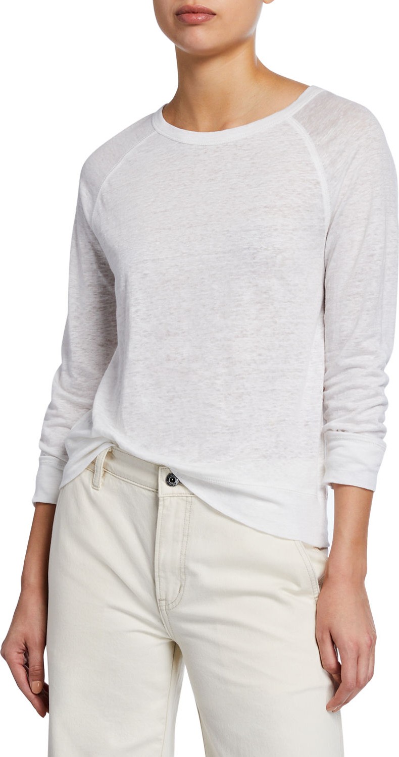 Vince Raglan-Sleeve Linen Sweater