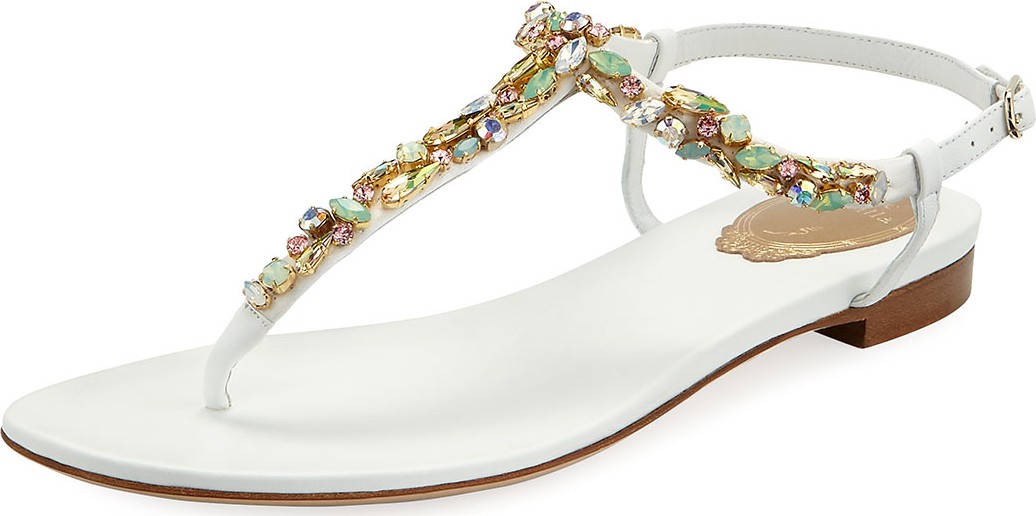 Rene Caovilla Jeweled Flat Thong Sandals