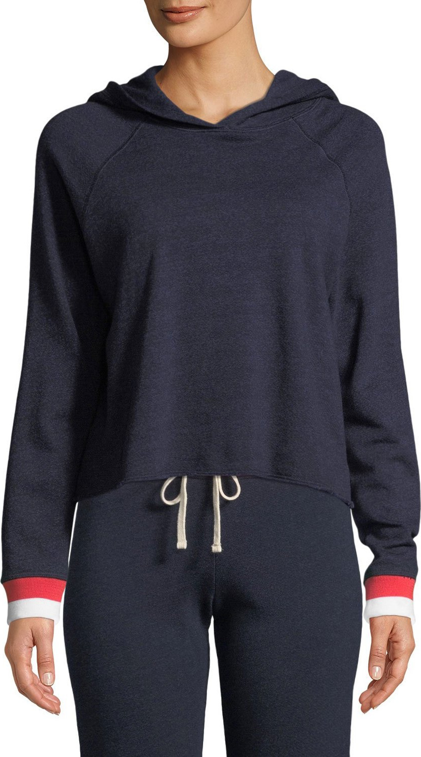 SUNDRY Cropped Long-Sleeve Hooded Sweater