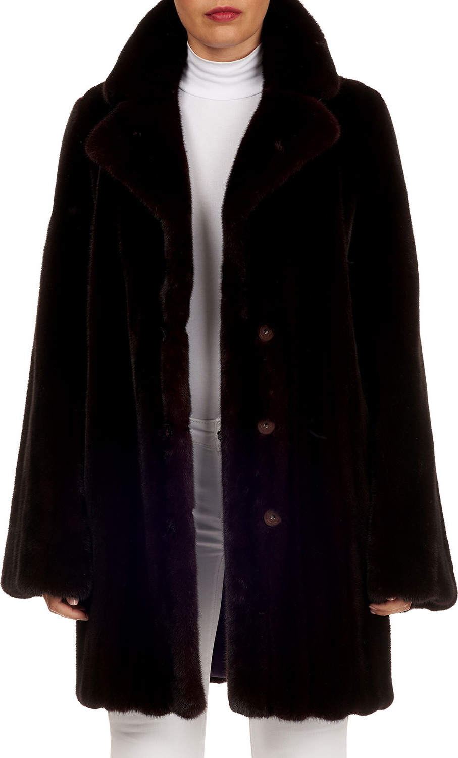 Zac Posen Notched-Collar Mink Fur Stroller Coat