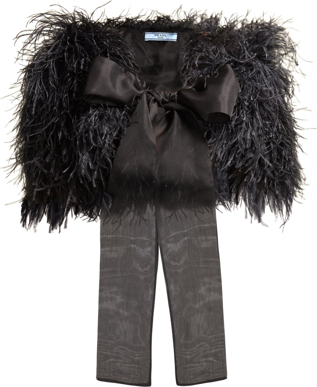 Prada Silk-organza bow ostrich-feather stole
