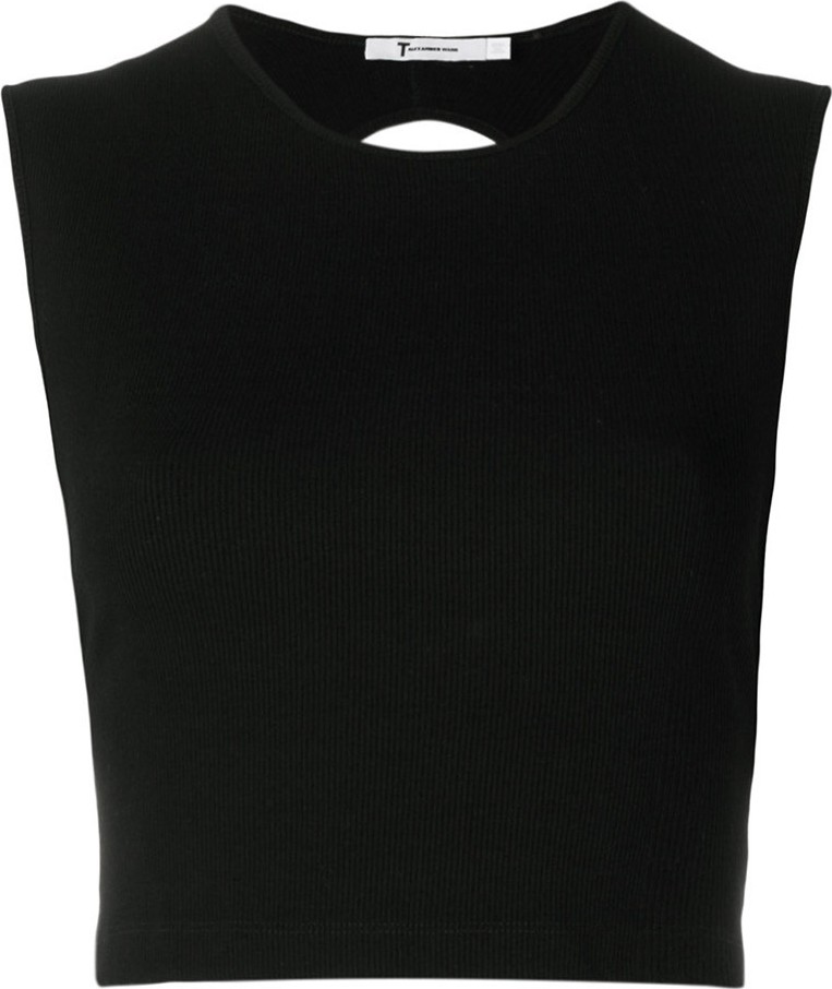 T By Alexander Wang compact ribbed cut-out top