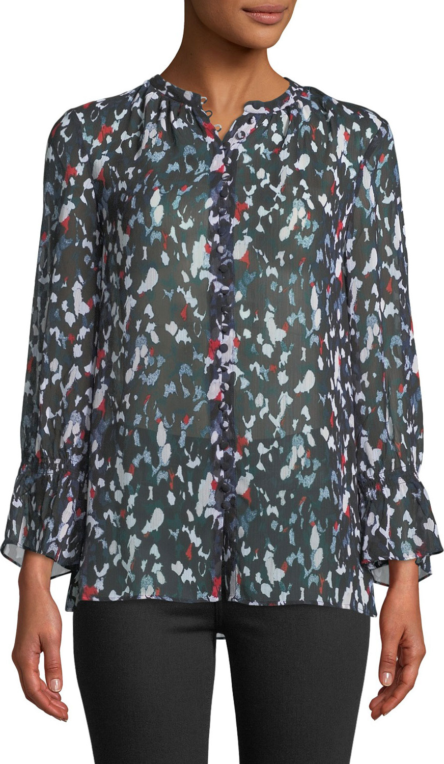 Club Monaco Lowryda Printed Button-Front Top