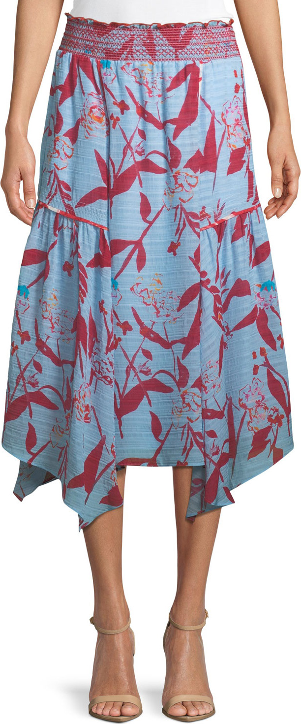 Tanya Taylor Sabine Parrot Tulip Printed Midi Skirt