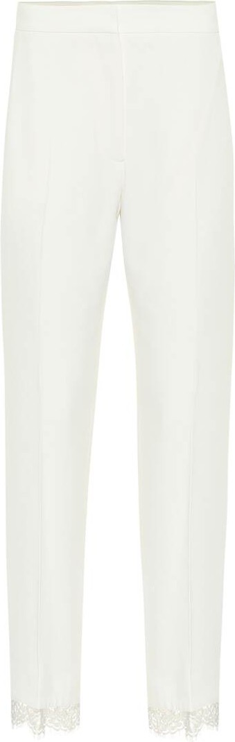 Alexander McQueen Lace-trimmed crêpe cigarette pants