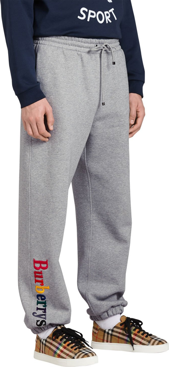 Burberry London England Rainbow Embroidered-Logo Cotton Sweatpants