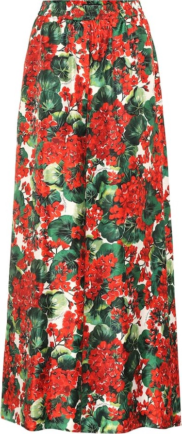 Dolce & Gabbana Floral silk wide-leg pants