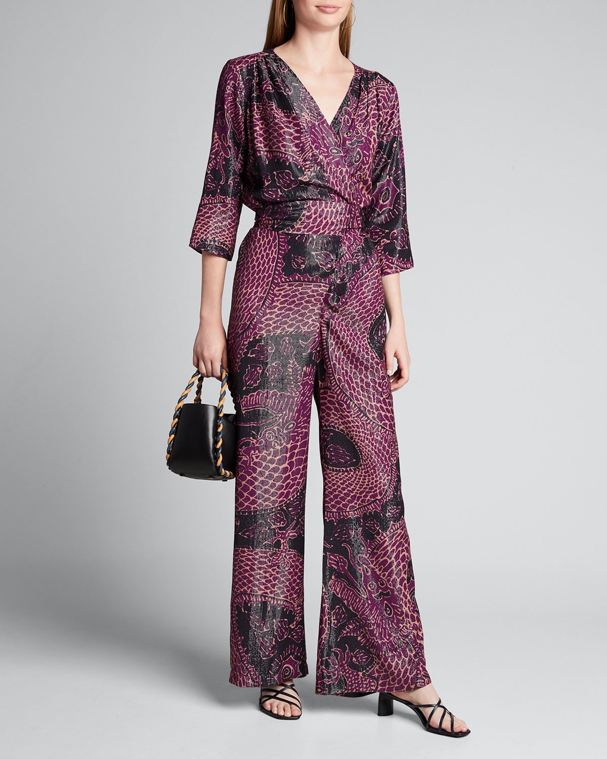 Warm Ede Printed Tie-Waist Jumpsuit