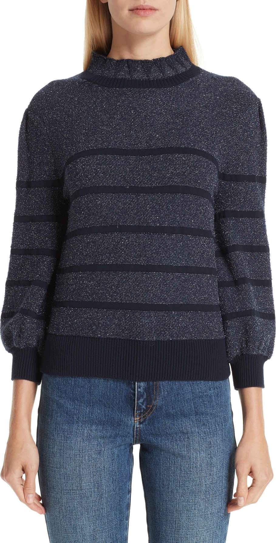 Co Metallic Stripe Wool & Cashmere Sweater
