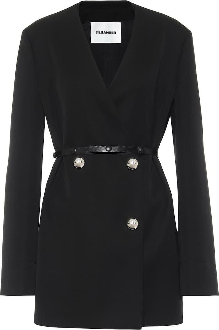 Jil Sander Wool grain de poudre belted blazer