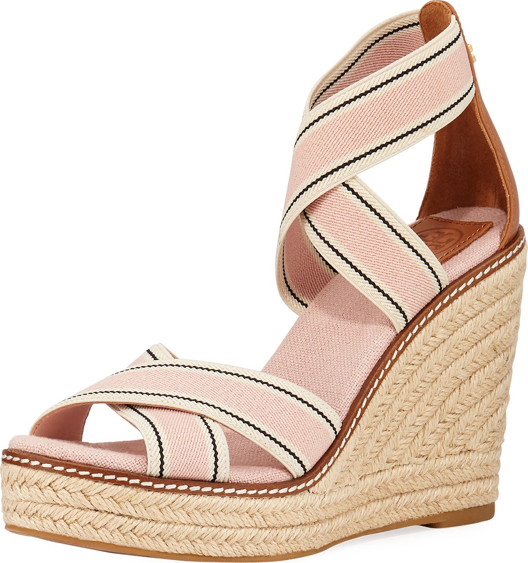 Tory Burch Frieda Strappy Woven Wedge Espadrilles