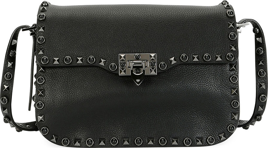 Valentino Rockstud Rolling Noir Shoulder Bag, Black