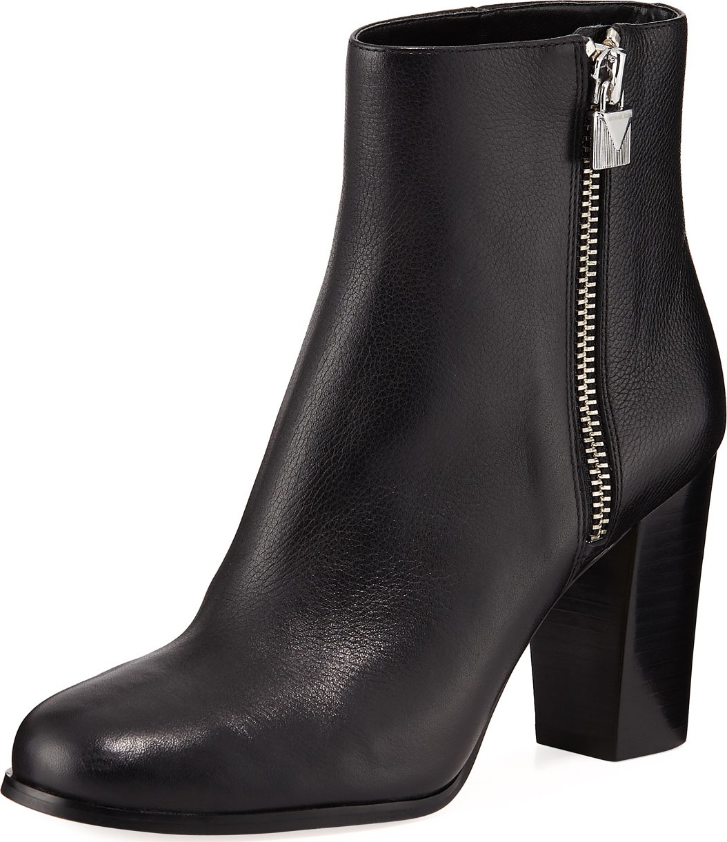 MICHAEL MICHAEL KORS Margaret Tumbled Leather Zip Booties