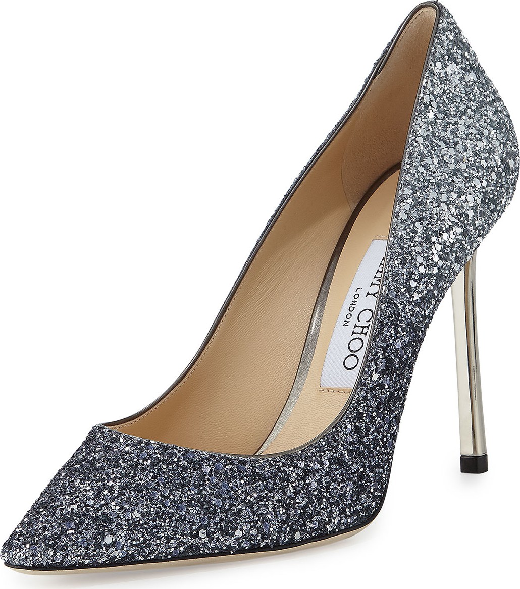 Jimmy Choo Romy Glitter Pointed-Toe 100mm Pumps