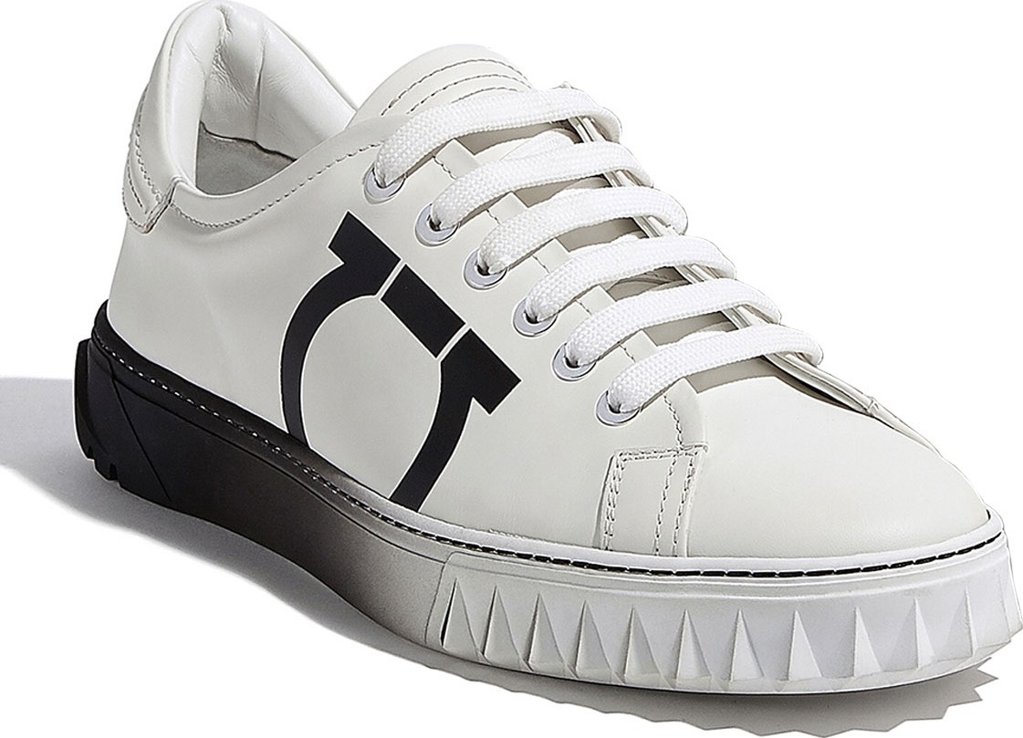 Salvatore Ferragamo Cube 8 Logo Leather Sneakers