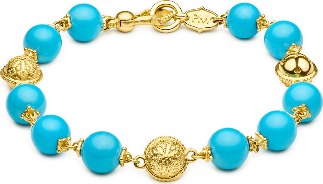 Paul Morelli Turquoise Beaded Bracelet in 18K Yellow Gold