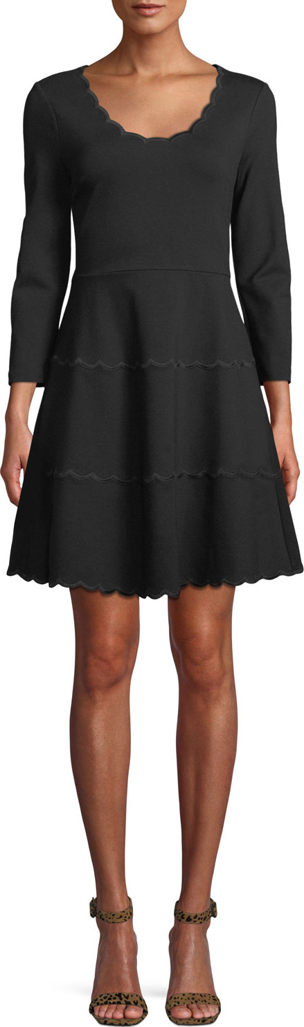 Kate Spade New York scoop-neck mini dress in scalloped ponte