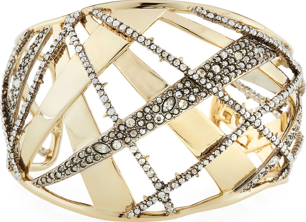 Alexis Bittar Crystal Encrusted Plaid Cuff Bracelet