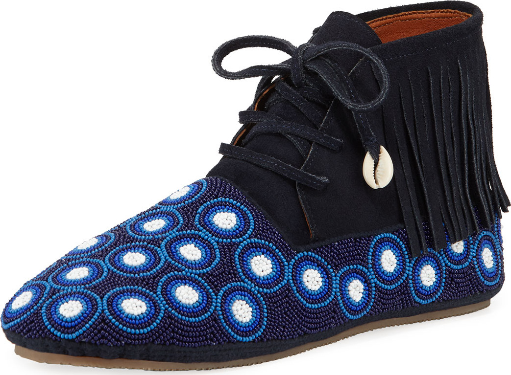 FIGUE Beaded Dots High-Top Wolf Moccasin Booties