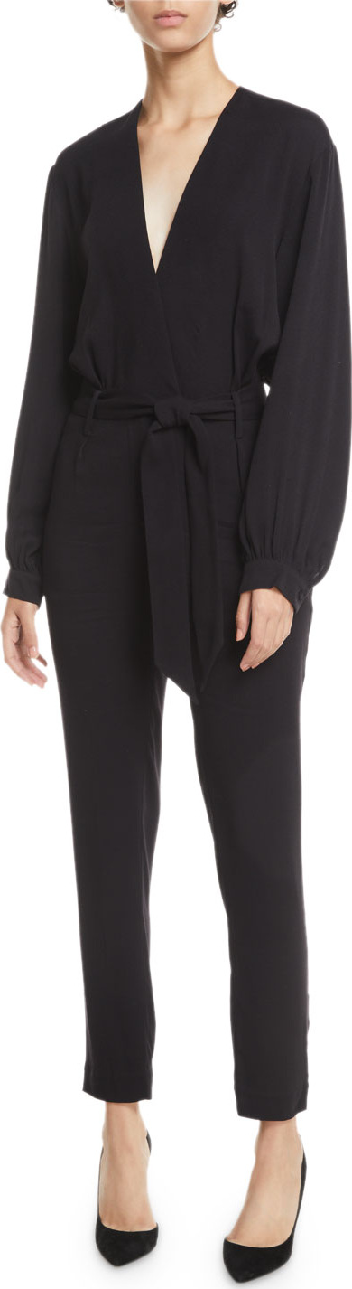 IRO Frame Belted Long-Sleeve Jumpsuit