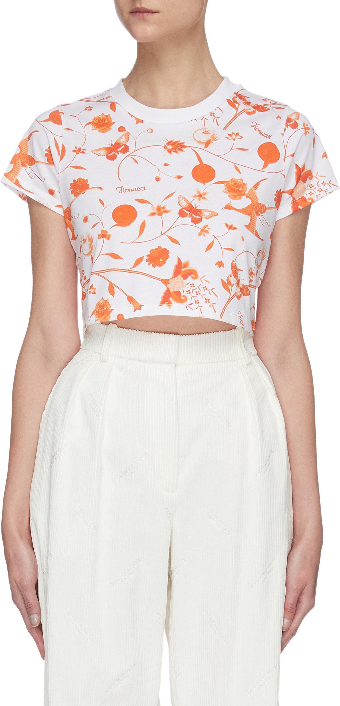 Fiorucci Floral Print Crop T-shirt