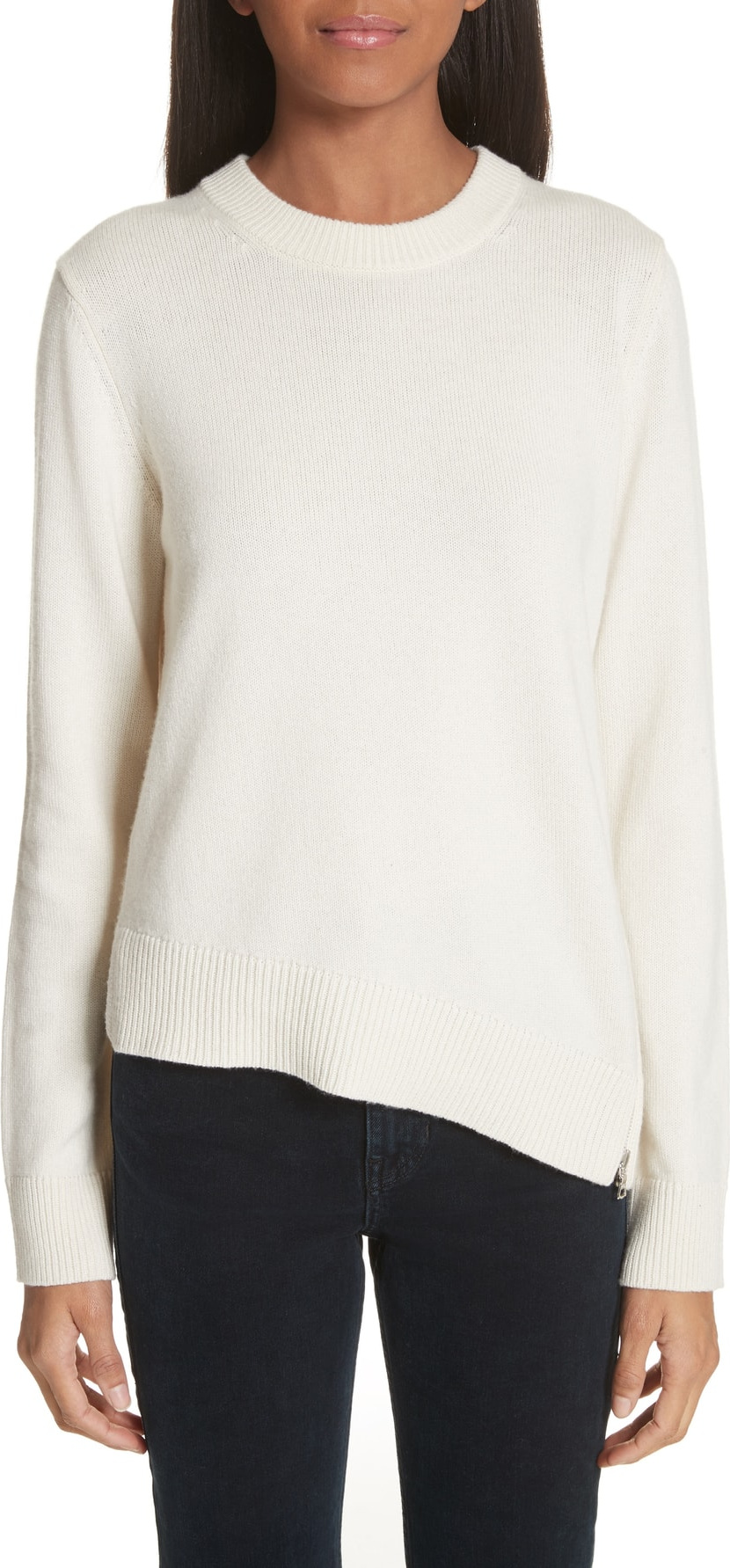 Proenza Schouler Asymmetrical Zip Detail Wool, Silk & Cashmere Sweater