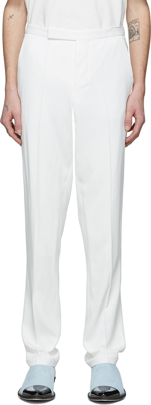 Haider Ackermann White Narrow Waistband Trousers