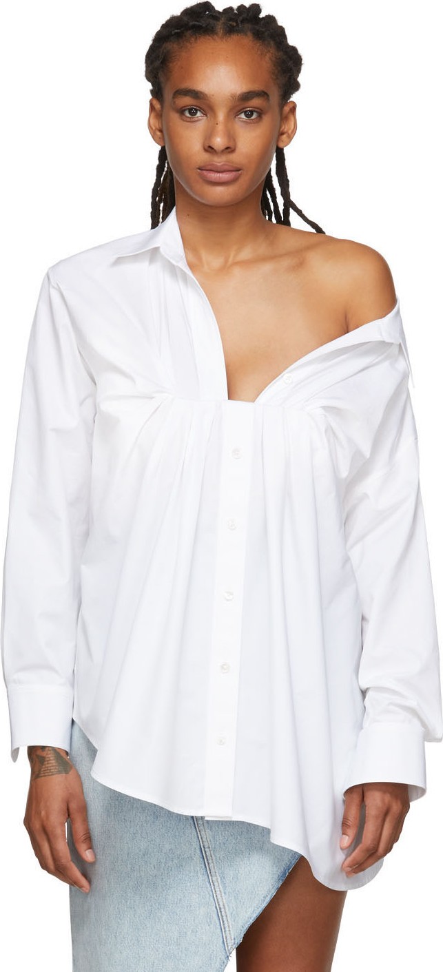 Alexander Wang White Tucked Oxford Blouse