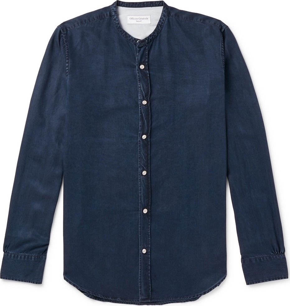 Officine Générale Grandad-Collar Lyocell Shirt