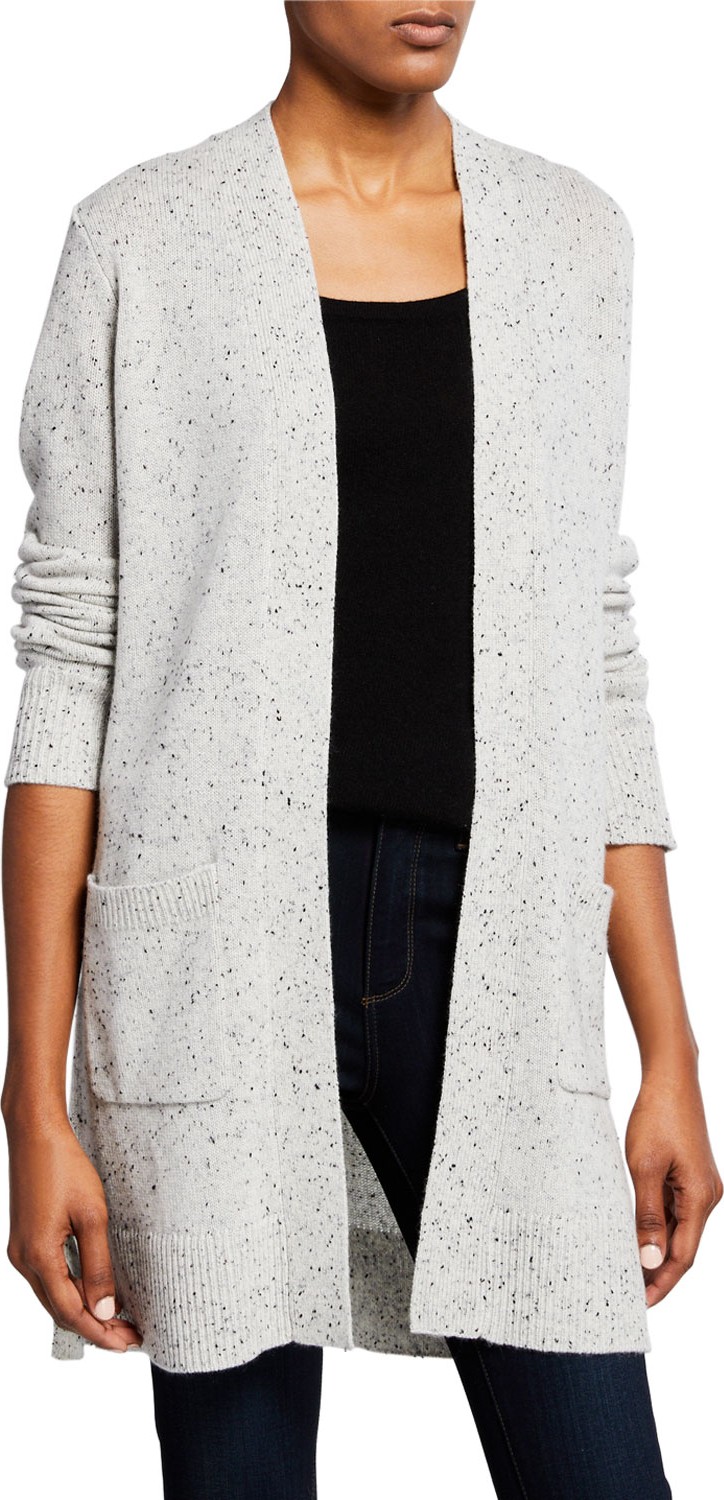 Theory Cashmere Open-Front Belt Cardigan