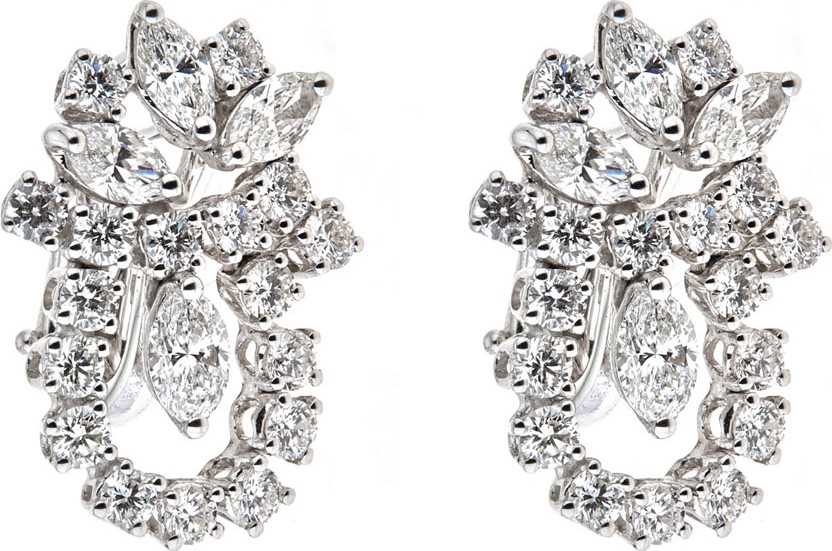 ZYDO Luminal 18k White Gold Round & Marquise Diamond Earrings