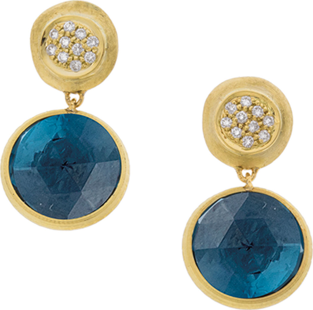 Marco Bicego Jaipur Drop Earrings with London Blue Topaz & Diamonds