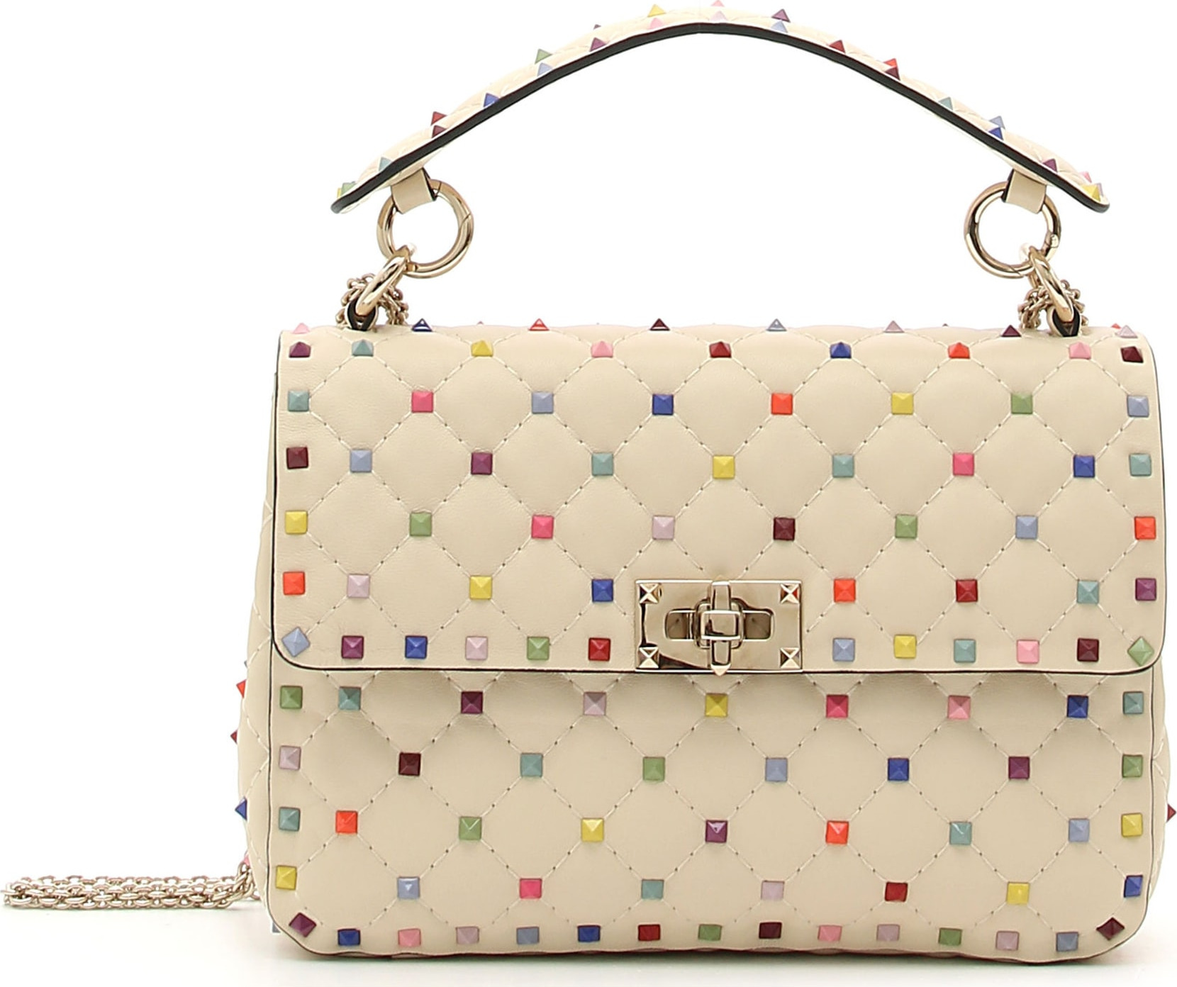 Valentino Medium Rainbow Rockstud Spike Leather Shoulder Bag