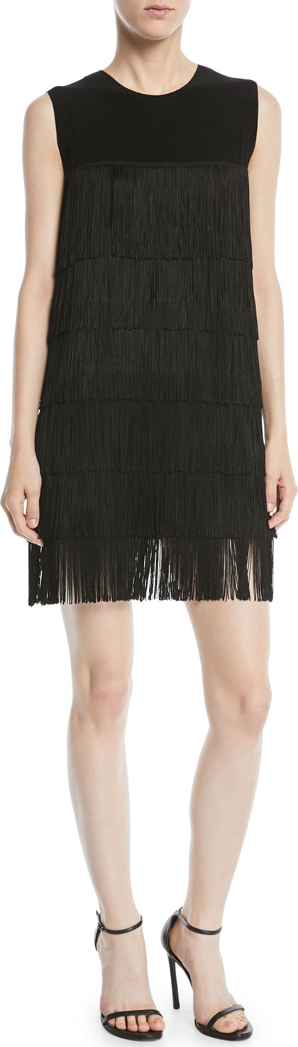 Norma Kamali Sleeveless Fringe Mini Dress