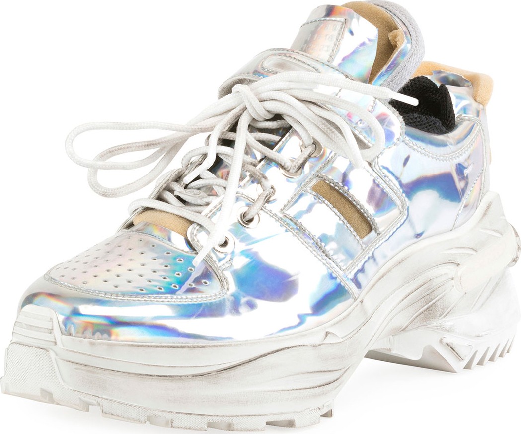 Maison Margiela Men's Artisanal Metallic  Trainer Sneakers Maison Margiela Men's Artisanal Metallic  Trainer Sneakers