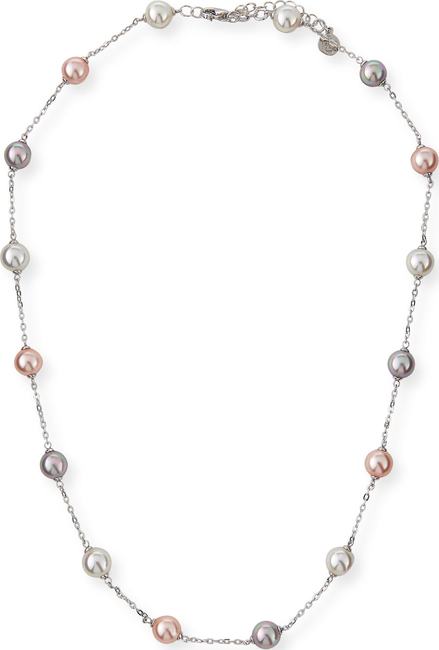 Majorica 8mm White & Pink Simulated Pearl Station Necklace, 20"