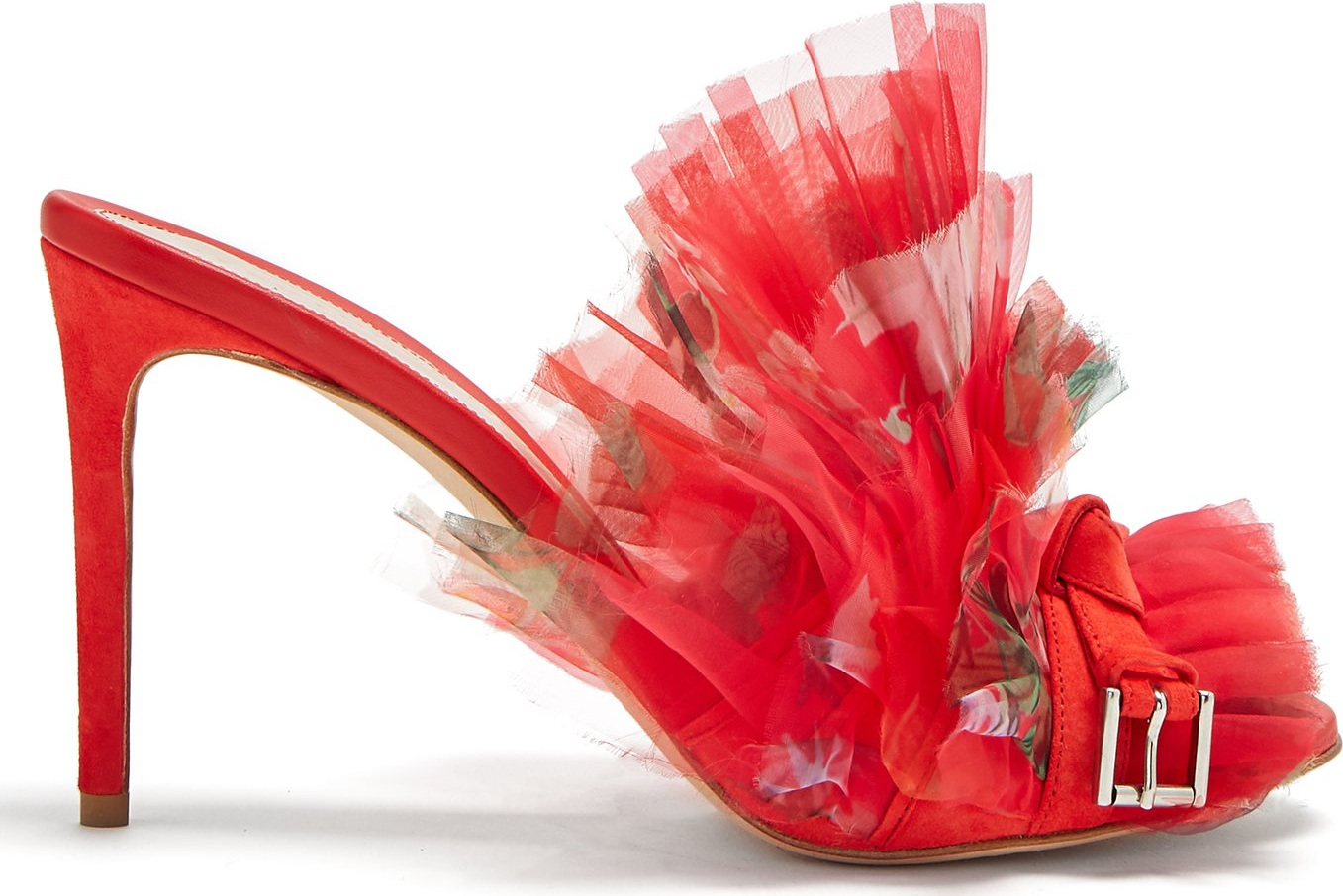 Alexander McQueen Floral-print pleated organza mules