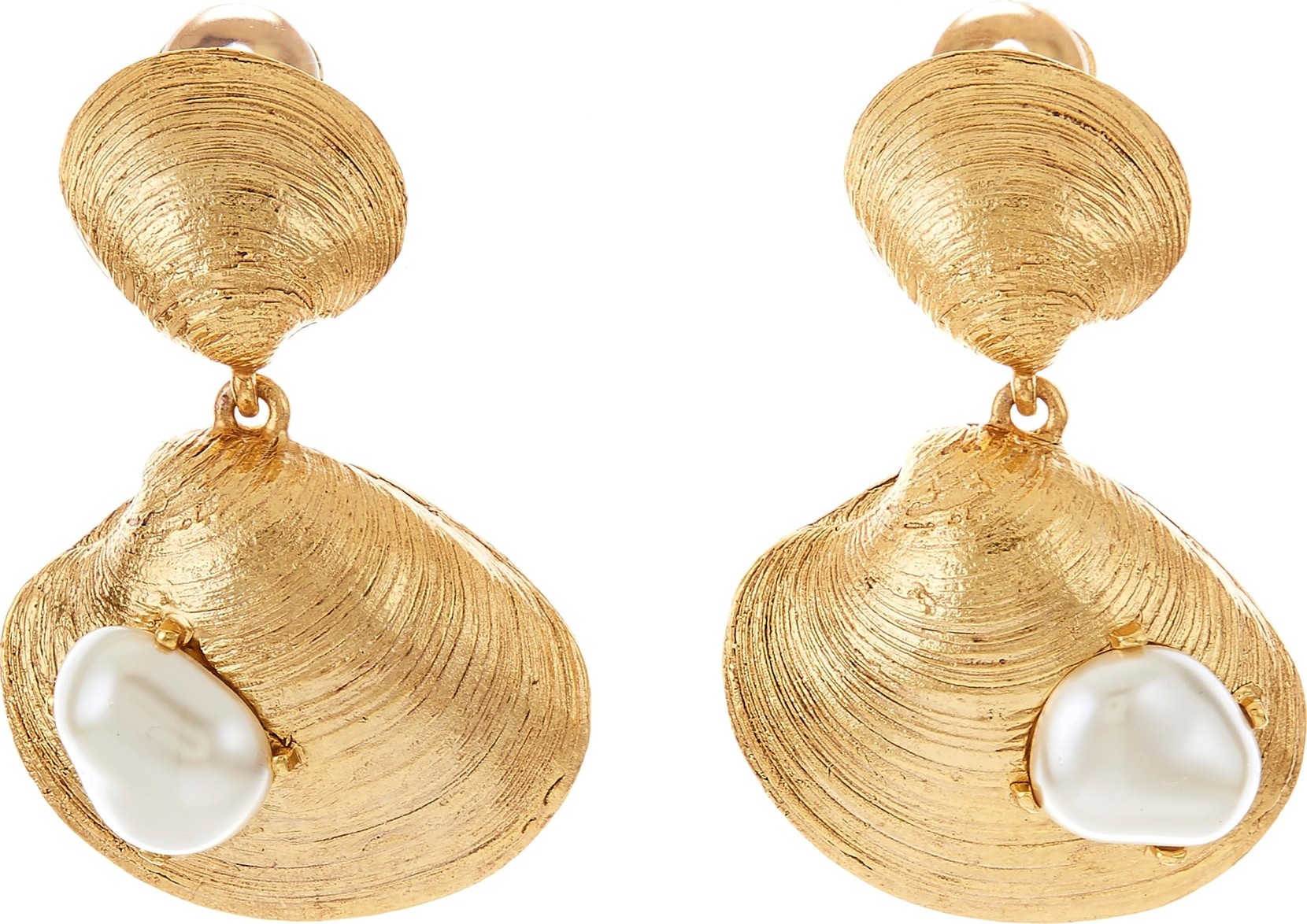 Oscar De La Renta Clamshell Earrings