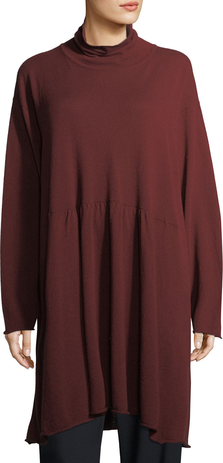 eskandar Cashmere A-Line Scrunch-Neck Tunic